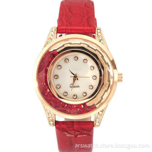 Fashionable ladies' watch, alloy case and PU leather strap